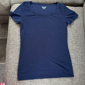 Merona Women’s Pima Cotton Blend Navy Blue Short Sleeve T-Shirt Size Small